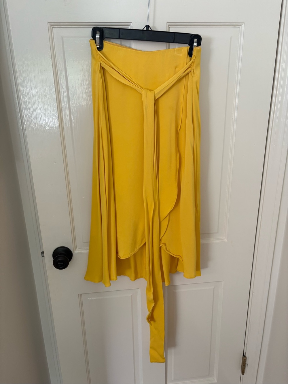 Ann Taylor Yellow Wrap-Style Midi Skirt